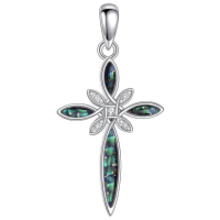 wholesale 925 Sterling Silver Abalone Shell Celtic Cross Pendant Necklace for Women Girls Christian-Celtic Knot Cross Without Chain