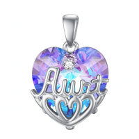 wholesale 925 Sterling Silver Heart Pendant Necklace Wholesale With Aunt Crystal And Small Zircon-Aunt Without Chain