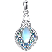 wholesale 925 Sterling Silver Celtic Knot Moonstone Pendant-Silver-Filigree Moonstone Necklace Without Chain