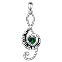 wholesale 925 Sterling Silver Music Note Heart Pendant Necklace-05-May Without Chain