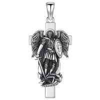 wholesale 925 Sterling Silver Guardian Angel Cross Pendant Necklace w/ 24 Rolo Chain-A01-Saint Michael(Cross) Without Chain
