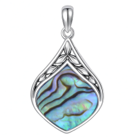 wholesale 925 Sterling Silver Abalone Shell Teardrop Pendant Necklace-Abalone Without Chain