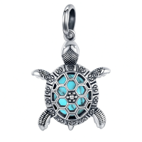 wholesale 925 Sterling Silver Sea Turtle Pendant With Turquoise Shell Charm-Turquoise Without Chain