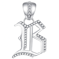 wholesale 925 Sterling Silver Crescent Moon Pendant Necklace Wholesale For Women-Letter-B Without Chain