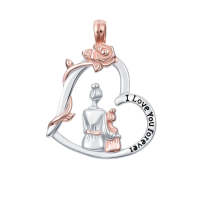 wholesale 925 Sterling Silver Mother And Daughter Rose Heart Necklace Wholesale I Love You Forever Gift For Mom Women-Mom&1 Daughter Without Chain