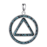 wholesale 925 Sterling Silver Natural Turquoise Triangle Circle Lucky Symbol Pendant Necklace for Women Girls Gifts 45cm Chain Length-AA Without Chain
