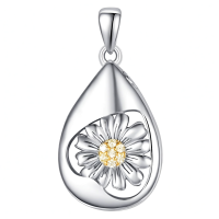 wholesale 925 Sterling Silver Daffodil Teardrop Pendant-E-Daisy Without Chain