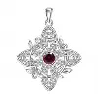 wholesale 925 Sterling Silver Birthstone Witches Knot Pendant Necklace-July Without Chain