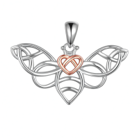 wholesale 925 Sterling Silver Butterfly Heart Pendant Necklace 925  for Women Girls-B-Celtic Bee Without Chain