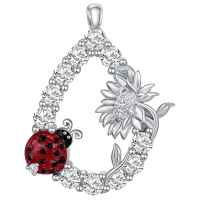 wholesale 925 Sterling Silver Pink Crystal Flamingo Pendant Necklace-Sterling Silver Without Chain