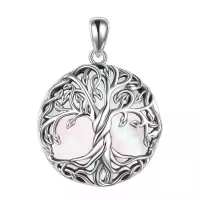 wholesale 925 Sterling Silver Abalone Shell Tree of Life Pendant Necklace - Irish s for Women-Mother of Pearl Tree of Life Without Chain