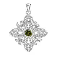 wholesale 925 Sterling Silver Birthstone Witches Knot Pendant Necklace-August Without Chain