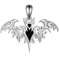 wholesale 925 Sterling Silver Black Onyx Bat Pendant Necklace Gothic Witchy Jewelry for Women-Bat Without Chain