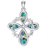 wholesale 925 Sterling Silver Abalone Shell Trinity Knot Pendant Necklace for Women Men Irish Celtic s 45cm Chain Length-Knot Cross Without Chain