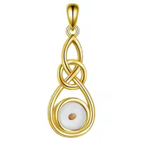 wholesale 925 Sterling Silver Celtic Knot Infinity Necklace with Yellow Jade Stone - Faith Jewelry-Gold Mustard Seed Without Chain