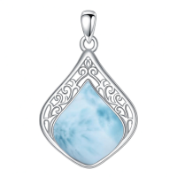 wholesale 925 Sterling Silver Pendant With Green Tree In Bubbles Quartz Crystal-Larimar Without Chain