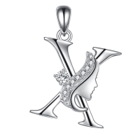 wholesale 925 Sterling Silver Alphabet A Z Initial Letter Pendant Necklace for Women Jewelry Gifts-X Without Chain