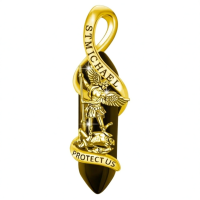 wholesale 925 Sterling Silver St Michael Archangel Pendant Necklace-Gold Without Chain