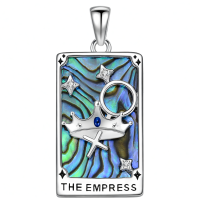 wholesale 925 Sterling Silver The Empress Tarot Card Pendant With Abalone And Crown-Tarot Card Without Chain
