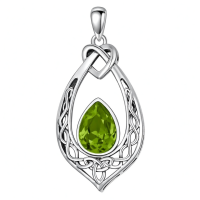 wholesale 925 Sterling Silver Celtic Knot Pendant With Turquoise-Peridot Green Without Chain