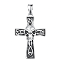 wholesale 925 Sterling Silver Skull Celtic Cross Pendant Necklace Wholesale For Men-Celtic Skull Cross Without Chain