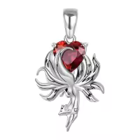 wholesale 925 Sterling Silver Fox Pendant Necklace w Birthstone Women s Jewelry Gift-01-January Without Chain