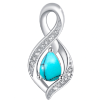 wholesale 925 Sterling Silver Infinity Birthstone Teardrop Pendant Necklace for Women-December Without Chain