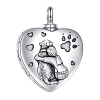 wholesale 925 Sterling Silver Heart-Shaped Pet Urn Necklace with Funnel Filler Kit for Ashes Pendant Jewelry for Women Daughter and Friends-A-Dog Without Chain
