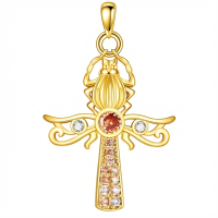 wholesale 925 Sterling Silver Gold Plated Crystal Cross Pendant Necklace for Women and Girls-Scarab Without Chain