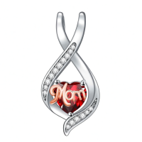 wholesale 925 Sterling Silver Mom Heart Pendant Necklace-01-January Without Chain
