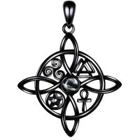 wholesale 925 Sterling Silver Moissanite Witches Knot Necklace Witch Jewelry for Women-A-Moss Agate(Black)-A-Moss Agate(Black) Without Chain