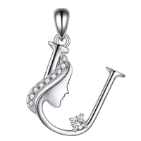 wholesale 925 Sterling Silver Alphabet A Z Initial Letter Pendant Necklace for Women Jewelry Gifts-U Without Chain