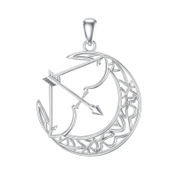 wholesale 925 Sterling Silver Crescent Moon Necklace-01-Bow Arrow Necklace Without Chain