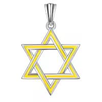 wholesale 925 Sterling Silver Yellow Enamel Star of David Pendant Necklaces for Men s-Yellow Enamel Without Chain