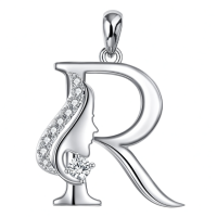 wholesale 925 Sterling Silver Alphabet A Z Initial Letter Pendant Necklace for Women Jewelry Gifts-R Without Chain