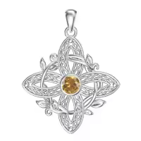 wholesale 925 Sterling Silver Birthstone Witches Knot Pendant Necklace-November Without Chain