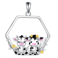wholesale 925 Sterling Silver Cow Pendant Necklaces for Women Girls s-Cow Without Chain