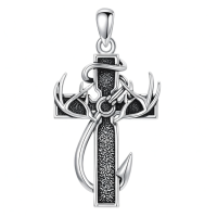 wholesale 925 Sterling Silver Cross with Antlers and Anchor Design Cremation Keepsake Pendant Necklace  for Ashes - Engraved Memorial Jewelry for Men-1-1-Cross-1-1-Cross-Custom Without Chain