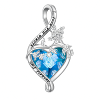 wholesale 925 Sterling Silver Heart Pendant Necklace Wholesale With Purple Gemstone-December-Holly Without Chain