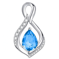 wholesale 925 Sterling Silver Orange Topaz Drop Pendant With Zirconia-12 Dec Without Chain