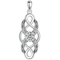 wholesale 925 Sterling Silver Celtic Knot Birthstone Pendant Necklace-April Without Chain