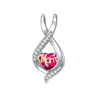 wholesale 925 Sterling Silver Mom Heart Pendant Necklace-07-July Without Chain