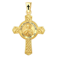 wholesale 925 Sterling Silver Saint Maximilian Kolbe Celtic Cross Necklace With Chain-St-Maximilian Without Chain