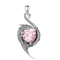 wholesale 925 Sterling Silver Birthstone Dragon Heart Pendant Necklace-October Without Chain