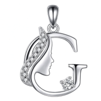 wholesale 925 Sterling Silver Alphabet A Z Initial Letter Pendant Necklace for Women Jewelry Gifts-G Without Chain