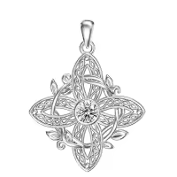 wholesale 925 Sterling Silver Birthstone Witches Knot Pendant Necklace-April Without Chain