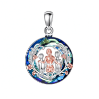 wholesale 925 Sterling Silver Mom Dad Kids Pendant Necklace-D Necklace-Mom hugged Without Chain