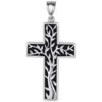 wholesale 925 Sterling Silver Tree of Life Cross Pendant Necklace for Women Men Christian-Tree of life cross Without Chain