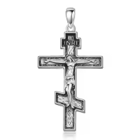 wholesale 925 Sterling Silver Crucifix Cross Pendant Necklace  for Men & Women - Religious  Sets Wholesale w/ 24  and Box Packaging-I-Orthodox Cross Without Chain