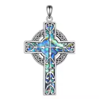 wholesale 925 Sterling Silver Celtic Knot Abalone Shell Cross Pendant Necklace for Women Men - Religious Christian s-Cross-Abalone shell Without Chain